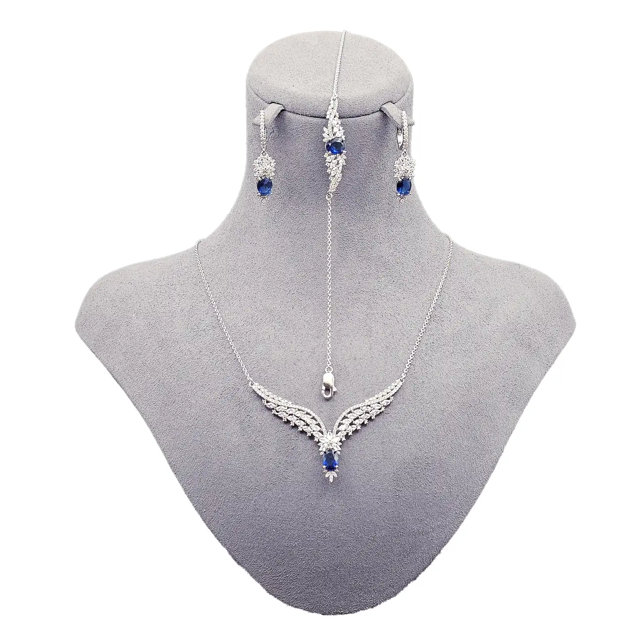 سرویس نقره زنجیری میکرو نگین رنگی رادیوم مدل 7