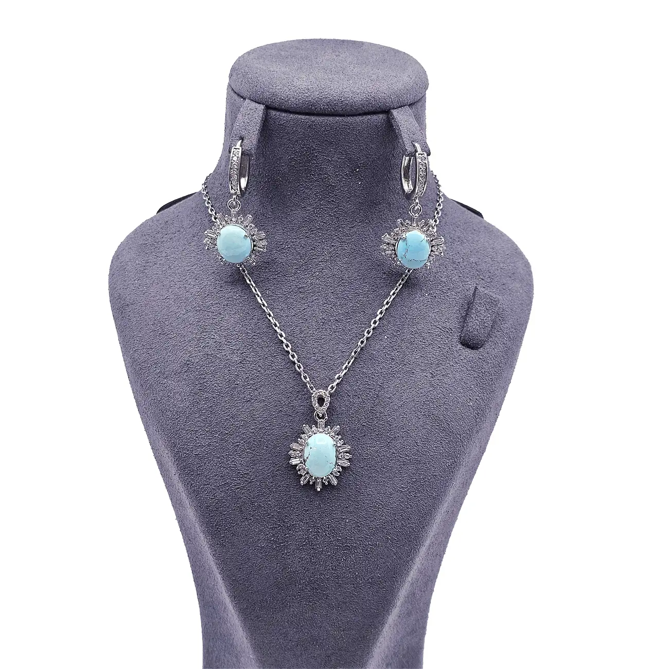 نیم ست نقره فیروزه رادیوم مدل 47