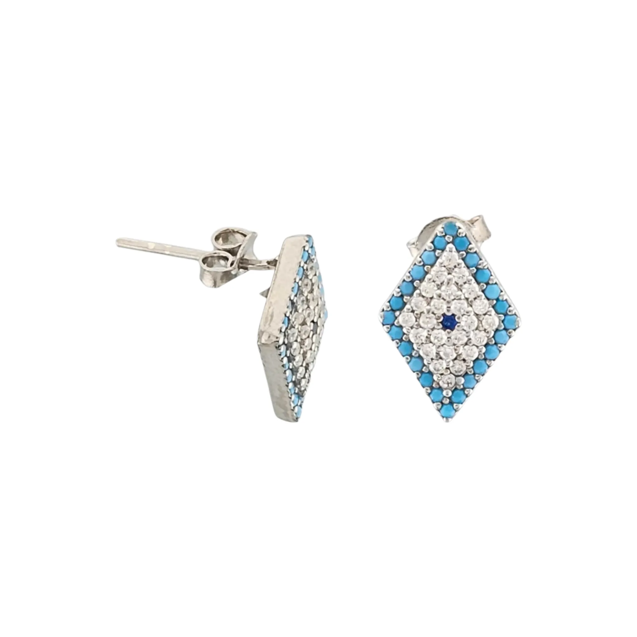 گوشواره نقره میخی چشم نظر رادیوم مدل 18