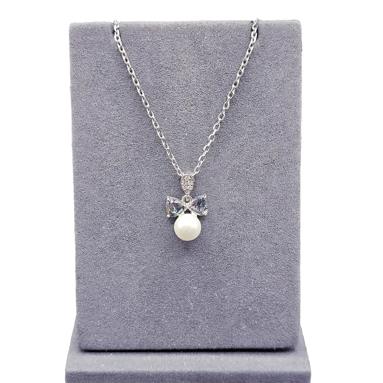 پلاک نقره نگین رنگی مروارید رادیوم مدل 13